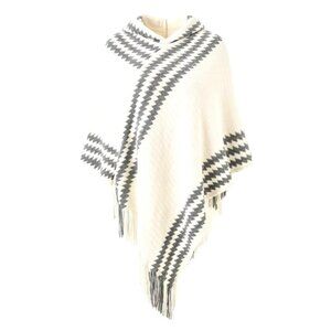 Cozy Hooded Poncho Sweater Lightweight Fringe Cape Cloak Chic Oversized
